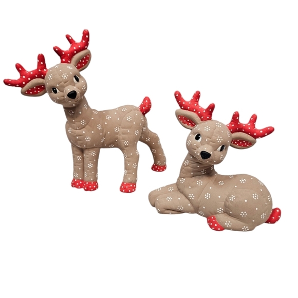 Vintage Kimple Mold‎ Ceramic Hobbyist Reindeer Snowflake Hand Painted Set of 2 - Picture 1 of 13